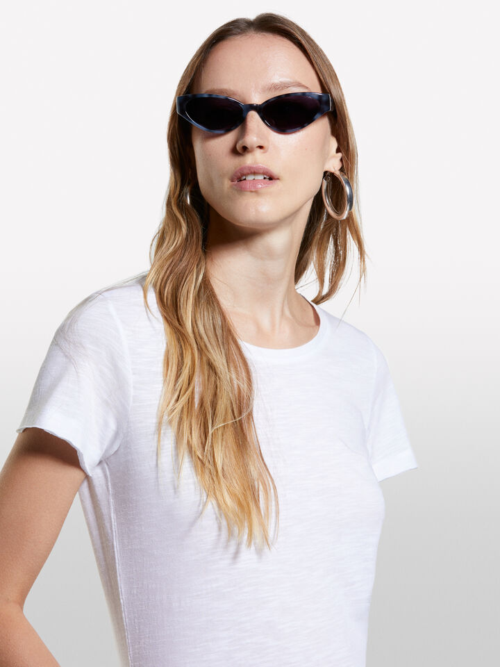 T-shirt blanc à col rond - t-shirts à manches courtes pour femme - Blanc | Sisley image number 4